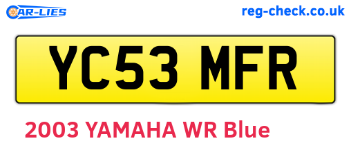 YC53MFR are the vehicle registration plates.