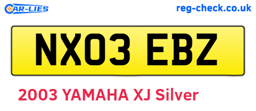 NX03EBZ are the vehicle registration plates.