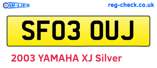 SF03OUJ are the vehicle registration plates.
