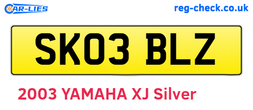 SK03BLZ are the vehicle registration plates.