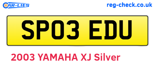 SP03EDU are the vehicle registration plates.