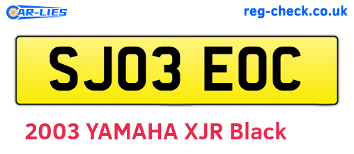SJ03EOC are the vehicle registration plates.