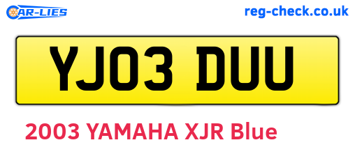 YJ03DUU are the vehicle registration plates.