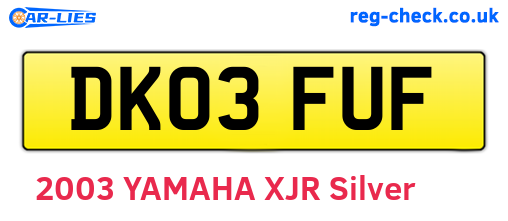 DK03FUF are the vehicle registration plates.