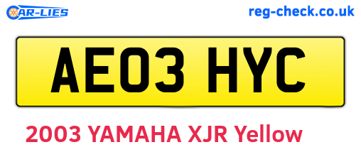 AE03HYC are the vehicle registration plates.