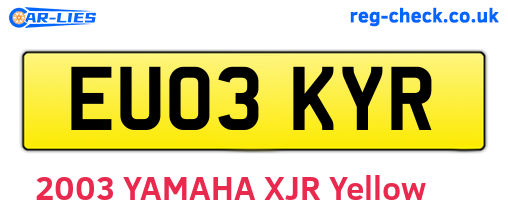 EU03KYR are the vehicle registration plates.
