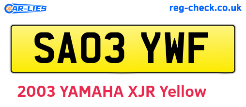 SA03YWF are the vehicle registration plates.