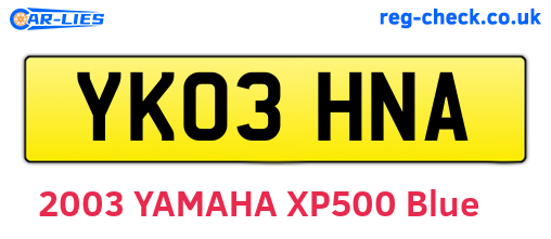 YK03HNA are the vehicle registration plates.