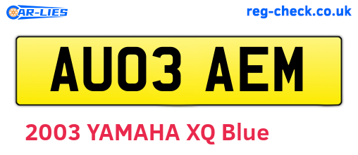 AU03AEM are the vehicle registration plates.
