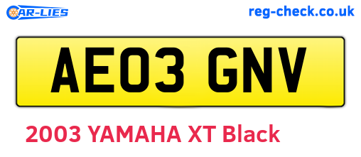 AE03GNV are the vehicle registration plates.