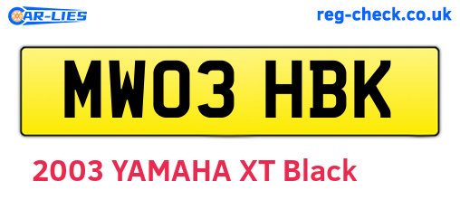 MW03HBK are the vehicle registration plates.