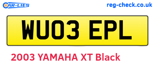 WU03EPL are the vehicle registration plates.