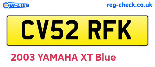 CV52RFK are the vehicle registration plates.