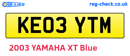 KE03YTM are the vehicle registration plates.