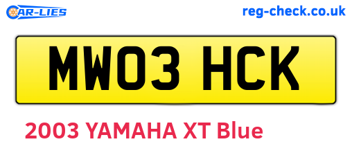 MW03HCK are the vehicle registration plates.