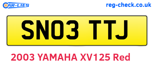 SN03TTJ are the vehicle registration plates.