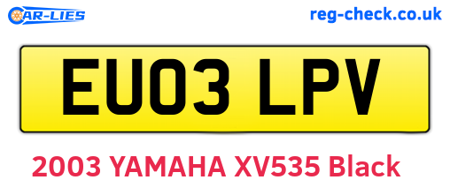 EU03LPV are the vehicle registration plates.