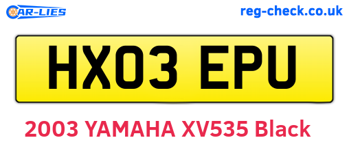 HX03EPU are the vehicle registration plates.