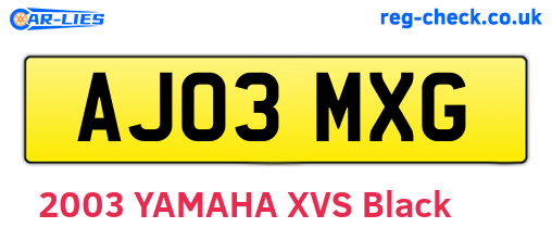 AJ03MXG are the vehicle registration plates.