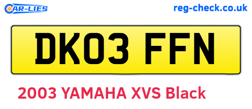 DK03FFN are the vehicle registration plates.