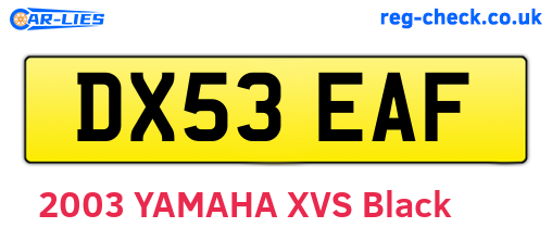 DX53EAF are the vehicle registration plates.