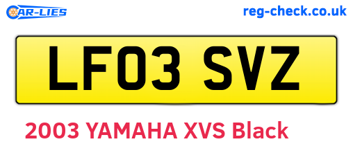 LF03SVZ are the vehicle registration plates.