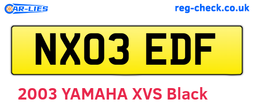 NX03EDF are the vehicle registration plates.