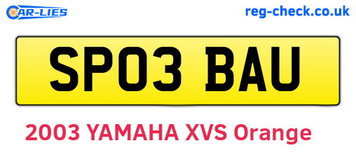 SP03BAU are the vehicle registration plates.