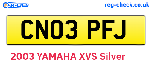 CN03PFJ are the vehicle registration plates.