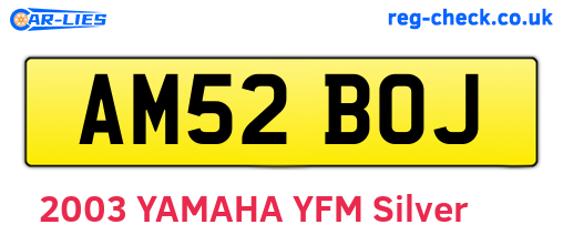 AM52BOJ are the vehicle registration plates.
