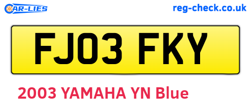 FJ03FKY are the vehicle registration plates.
