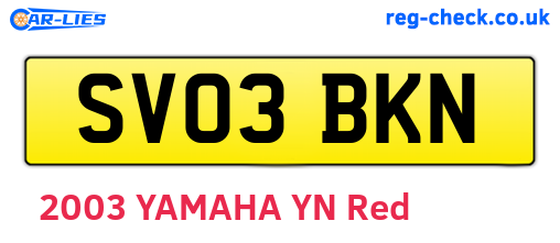 SV03BKN are the vehicle registration plates.