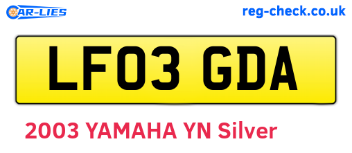 LF03GDA are the vehicle registration plates.