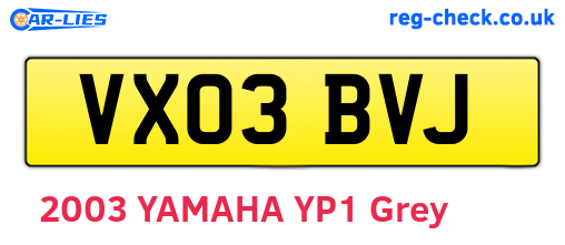VX03BVJ are the vehicle registration plates.