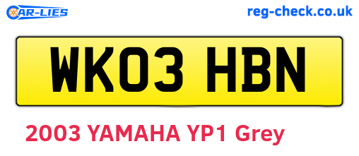 WK03HBN are the vehicle registration plates.