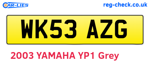 WK53AZG are the vehicle registration plates.