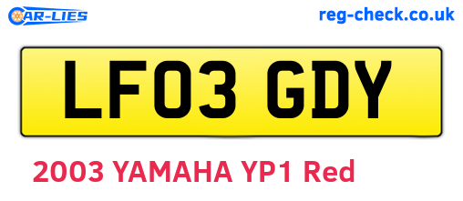 LF03GDY are the vehicle registration plates.