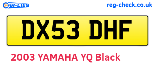 DX53DHF are the vehicle registration plates.