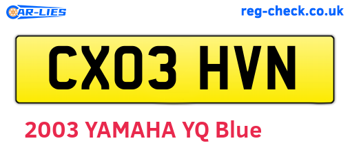 CX03HVN are the vehicle registration plates.