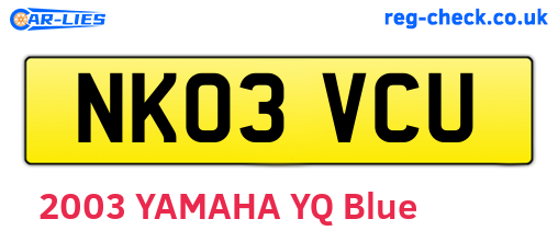NK03VCU are the vehicle registration plates.