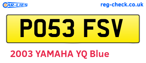 PO53FSV are the vehicle registration plates.