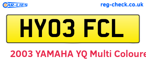 HY03FCL are the vehicle registration plates.