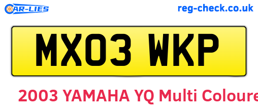 MX03WKP are the vehicle registration plates.