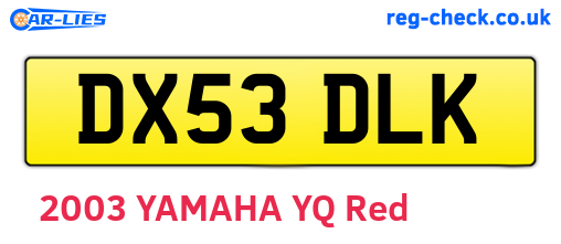 DX53DLK are the vehicle registration plates.