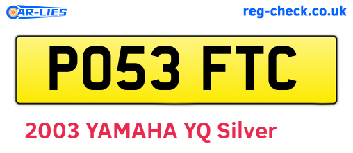 PO53FTC are the vehicle registration plates.