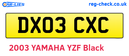 DX03CXC are the vehicle registration plates.