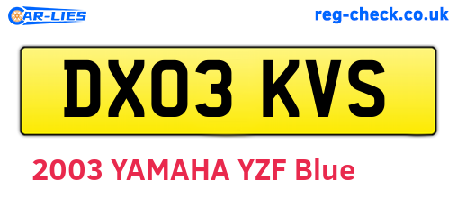 DX03KVS are the vehicle registration plates.