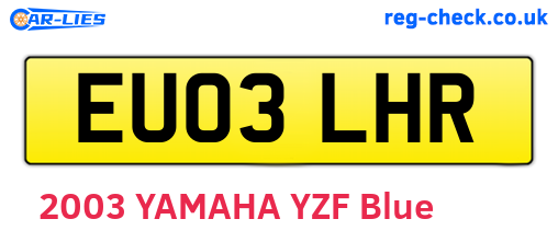EU03LHR are the vehicle registration plates.