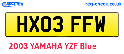 HX03FFW are the vehicle registration plates.