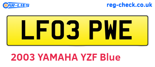 LF03PWE are the vehicle registration plates.